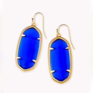 Kendra Scott Elle Gold Drop Earrings in Cobalt Blue